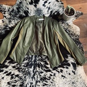 Womens Faux Leather Blazer